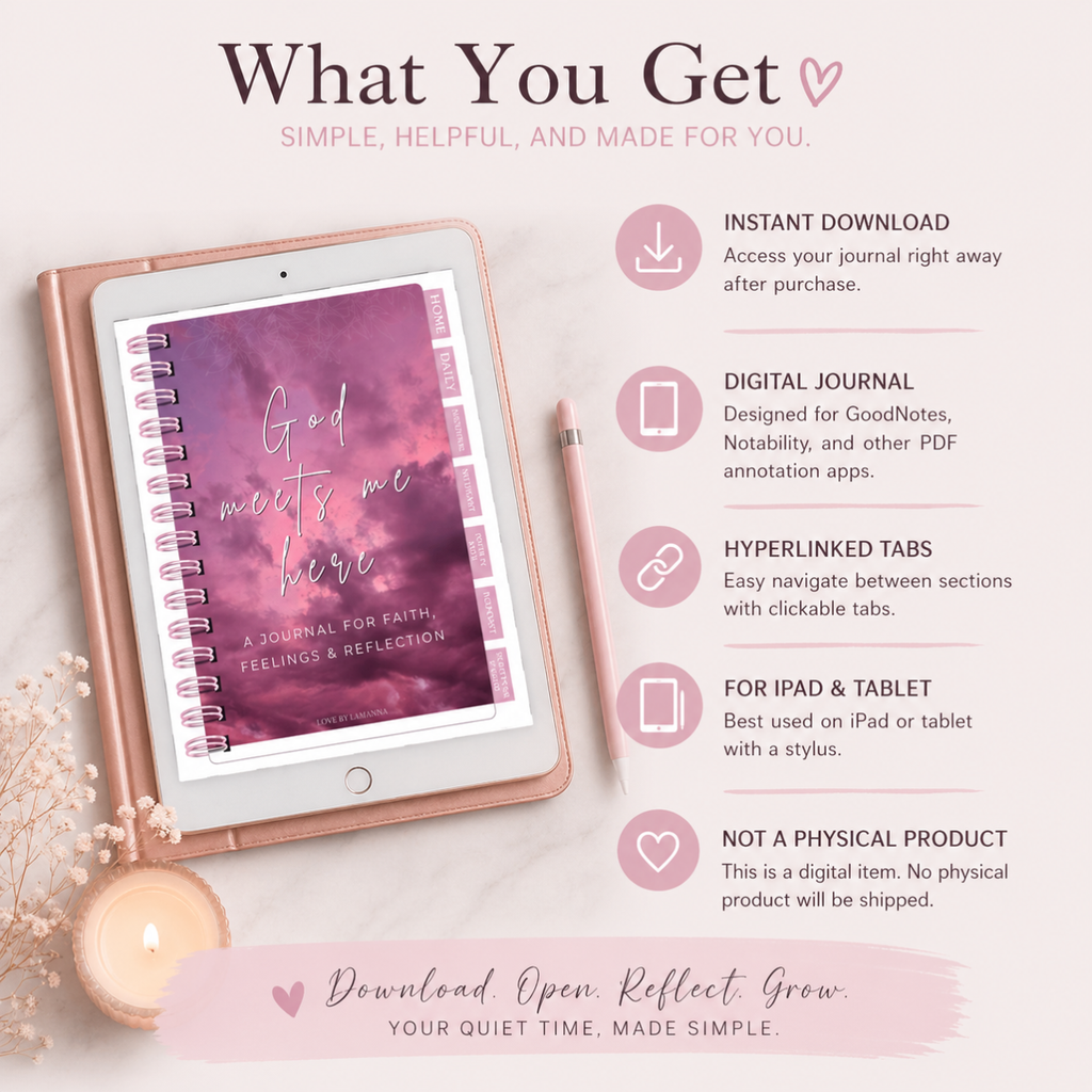 Guided Faith Journal for Everyday Moments (Digital Download) "God meets me here"