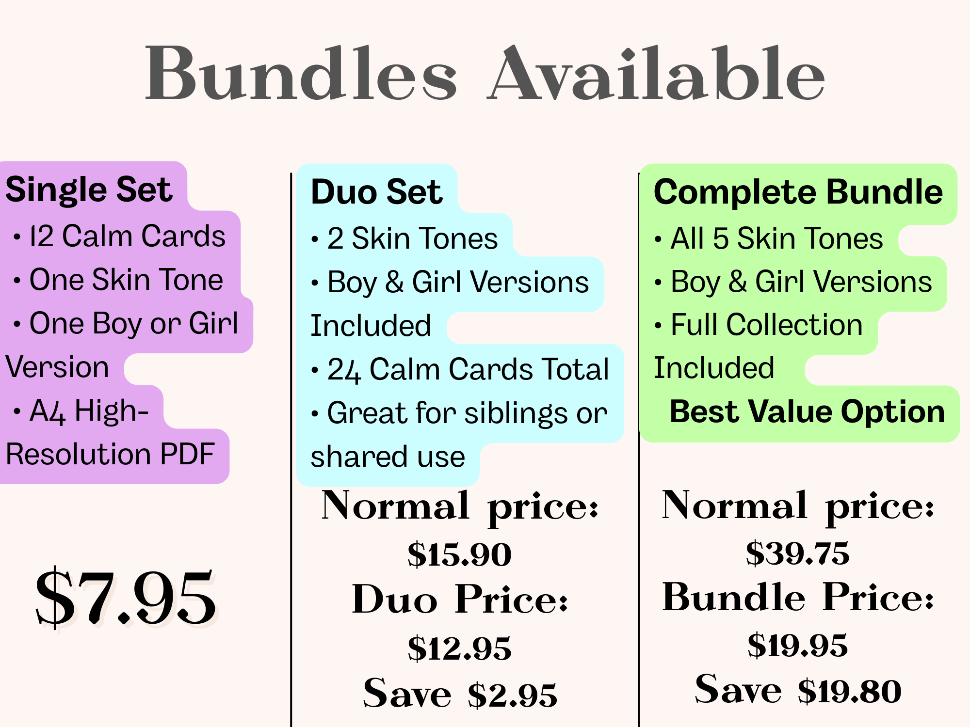 Calm Cards Complete Bundle – All 5 Skin Shades - Boy & Girl | Printable Emotional Regulation Tool for Kids - Love by Lamanna