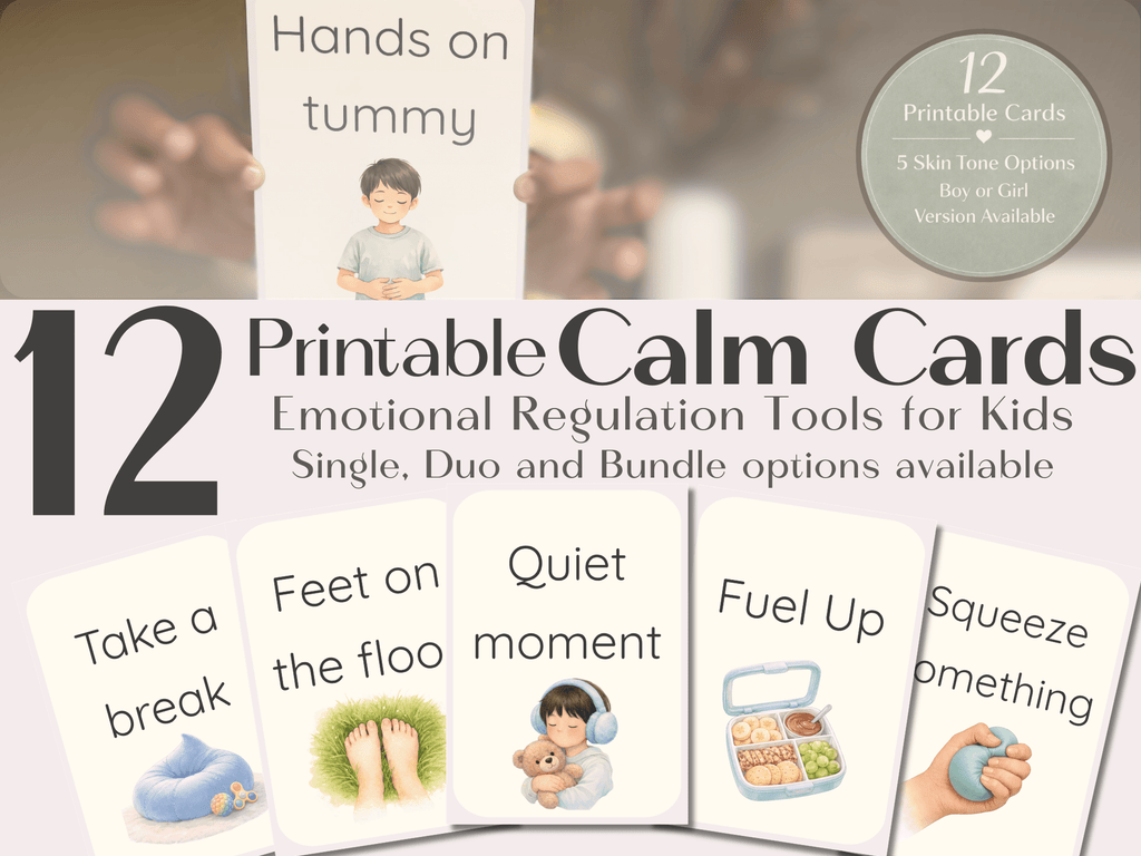Calm Cards – Light Tan Skin Tone | Printable Emotional Regulation Toolkit for Kids | Single & Duo Pack - Love by Lamanna