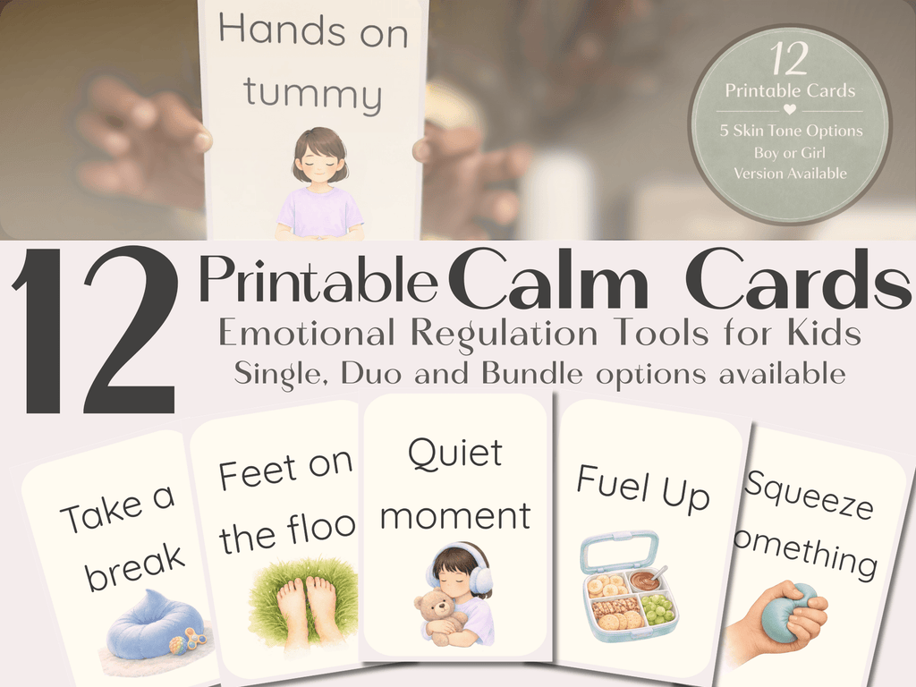 Calm Cards – Light Tan Skin Tone | Printable Emotional Regulation Toolkit for Kids | Single & Duo Pack - Love by Lamanna