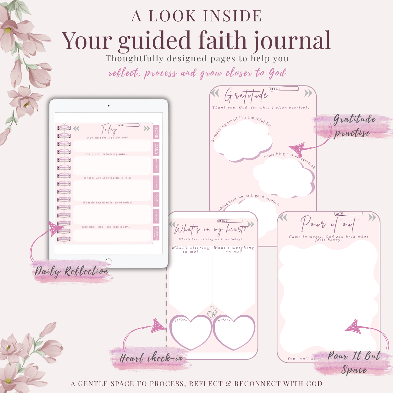 Guided Faith Journal for Everyday Moments (Digital Download) "God meets me here" - Love by Lamanna