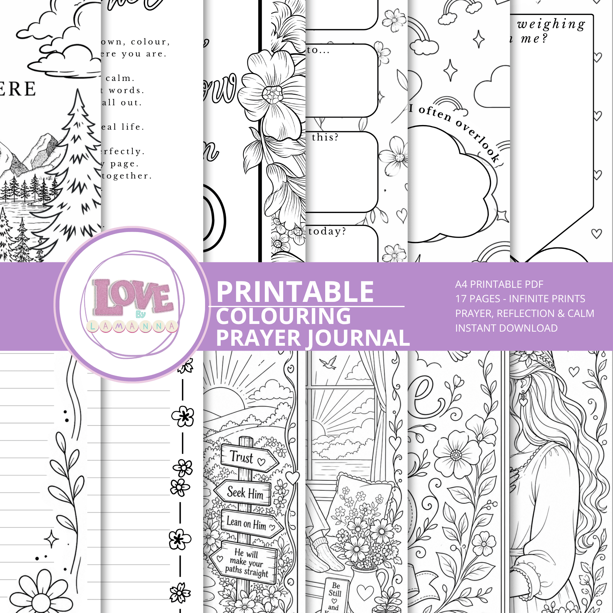 Printable Prayer, Reflection & Colouring Journal | Instant Download - Love by Lamanna